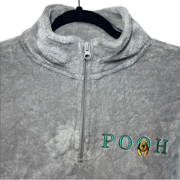 Winnie The Pooh Grey Quarter Zip Cropped Sweatshirt Size Small/Medium - Picture 3 of 10